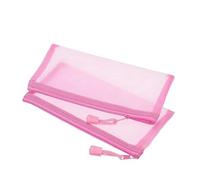 Lot de 2 trousses à cosmétiques réutilisables en maille de nylon avec fermeture éclair pour accessoires quotidiens, voyage, vacances, voyage d'affaires (rose), rose, small, Tendance