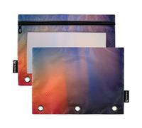 Lot de 2 trousses à crayons abstraites à pois oranges flous et rayures avec fermeture éclair - 24,9 x 18 cm