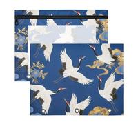 Lot de 2 trousses à crayons adorables avec 3 anneaux de poche pour lettre A4, enseignant, bureau, bleu et doré, grue japonaise nuage estuche para lapices