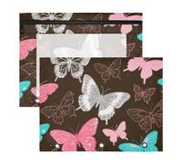 Lot de 2 trousses à crayons avec fenêtre transparente pour papier A4 - Pour enseignants, étudiants, enseignants, fausses paillettes et nœud - Marron