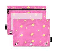 Lot de 2 trousses à crayons avec fenêtre transparente Y2k 90s Flower Peach - Grande capacité - 3 anneaux pour salle de ole, bureau - Multicolore