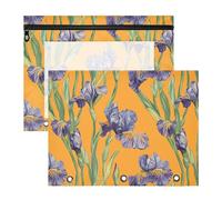 Lot de 2 trousses à crayons avec poche zippée pour classeur à 3 anneaux Violet Iris Orange