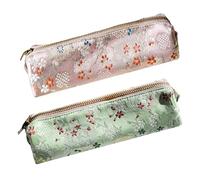 Lot De 2 Trousses À Crayons Brodées, Trousses Rétro, Trousses À Crayons Brodées Florales, Trousses À Crayons Grande Capacité, Papeterie Étudiante, Fournitures Scolaires, Trousses Pour Femmes