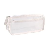 Lot de 2 trousses à crayons de grande capacité en maille double couche avec simplicité créative et fermeture éclair transparente, blanc, Approximately 22.5 * 8.5 * 10cm