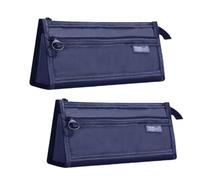 Lot de 2 trousses à crayons en maille transparente pour étudiant, examen, papeterie, double couche, grande capacité, noir foncé, Mode