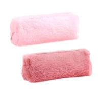 Lot de 2 trousses à crayons en peluche - Blanches et moelleuses - Pour filles, femmes, étudiants - Jolie trousse à bijoux - Convient pour l'école, le travail, les voyages (rose, soya rose), Rose,
