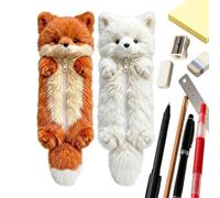 Lot de 2 trousses à crayons en peluche en forme d'animal pour marqueurs | Trousse à crayons avec fermeture éclair pour enfants, adolescents, adultes, collectionneurs, artistes, étudiants, école