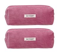 Lot de 2 trousses à crayons en velours côtelé avec fermeture éclair pour étudiants et adultes - Grande capacité - Trousse de rangement de voyage pour cosmétiques - Support multi-compartiments, a