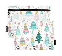 Lot de 2 trousses à crayons « Merry Christmas Tree » et cadeaux pour classeur à 3 anneaux avec fenêtre transparente - Grande capacité - 3 anneaux - Pour bureau, école, cosmétiques - Multicolore