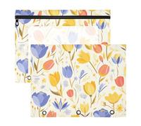 Lot de 2 trousses à crayons portables en plastique pour lettres A4, étudiants, maison, dessin animé, fleur, couleur vive