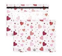 Lot de 2 trousses à crayons pour classeur à 3 anneaux avec fenêtre transparente - Grande capacité - Pour le bureau, l'école - Motif vague d'amour