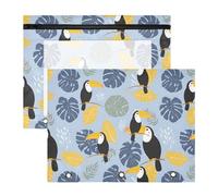 Lot de 2 trousses à crayons pour classeur à 3 anneaux avec fenêtre transparente - Grande capacité - Pour bureau, école - Motif toucan