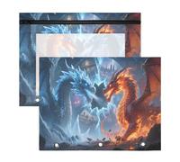 Lot de 2 trousses à crayons pour classeur à 3 anneaux avec fenêtre transparente - Grande capacité pour le bureau, l'école - Double Dragon Confrontation