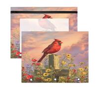 Lot de 2 trousses à crayons pour classeur à 3 anneaux avec fenêtre transparente - Grande capacité pour le bureau et l'école - Rouge cardinal