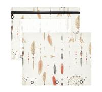 Lot de 2 trousses à crayons robustes pour classeur à 3 anneaux pour enseignant, rentrée scolaire, cow-boy, attrape-rêves, tribal, étoile, tribal, vaste nature sauvage étincelante