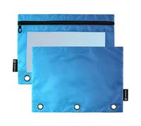 Lot de 2 trousses à crayons tendance bleu dégradé pour classeur à 3 anneaux avec fermeture éclair pour classeurs d'école, classeurs scolaires, stylos 24,9 x 18 cm