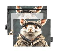 Lot de 2 trousses à crayons tendance pour classeur à 3 anneaux, fermeture éclair lisse avec fenêtre en PVC transparent pour fournitures scolaires