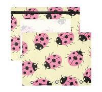 Lot de 2 trousses à crayons transparentes à 3 trous pour papier A4, lettres et fournitures scolaires, étudiants, enseignants, fausses paillettes jaunes