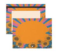 Lot de 2 trousses à crayons transparentes pour classeur à 3 anneaux pour enseignants, fournitures scolaires, étudiants, fournitures pour enseignants, Amériques, tournesol, lever de soleil