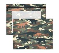 Lot de 2 trousses à crayons transparentes pour lettres A4 - Motif camouflage