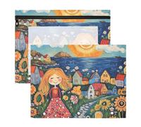 Lot de 2 trousses à crayons transparentes pour lettres A4 pour enseignant, rentrée scolaire, art naïf, peinture heureuse et élégante