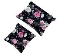 Lot de 2 trousses cosmétiques de poche Art Flower-749 pour sacs à main, trousse de maquillage étanche, pochette de maquillage, portable sans fermeture éclair, Multicolore 07, A：7.1x5.8in/18x14.8cm，B