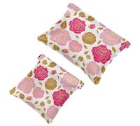 Lot de 2 trousses cosmétiques de poche Art Flower-782 pour sacs à main, trousse de maquillage étanche, pochette de maquillage, portable sans fermeture éclair, Multicolore 08, A：7.1x5.8in/18x14.8cm，B