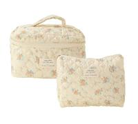Lot de 2 trousses de de florales avec fermeture éclair | Trousse de toilette portable pour dentifrice, rasoir, trousse de douce pour shampooing, brosse à dents, Fleurs