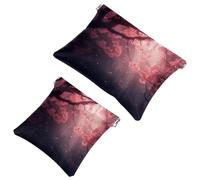 Lot de 2 trousses de maquillage à 320 poches roses en fleurs de cerisier pour sacs à main, trousse de maquillage étanche, trousse de maquillage portable, sans fermeture éclair, Multicolore 01., A