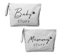 Lot de 2 trousses de maquillage avec fermeture éclair pour femmes enceintes, soins de bébé, cadeau pour fête prénatale, naissance et séjour à la clinique