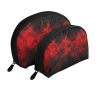 Lot de 2 trousses de maquillage avec imprimé biscuits en pain d'épices, pochette de voyage, trousse de toilette pour le rangement quotidien et l'organisation de voyage, Explosion Burst Rouge Noir, One