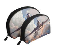 Lot de 2 trousses de maquillage avec imprimé bulles de bière, pochette de voyage, trousse de toilette pour le rangement quotidien et l'organisation de voyage, Airplane Art, One Size, Trousse de