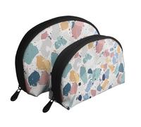 Lot de 2 trousses de maquillage avec imprimé feuilles tropicales - Pochette de voyage - Trousse de toilette pour le rangement quotidien et l'organisation de voyage, Terrazzo Marbre Pastel, One Size