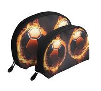 Lot de 2 trousses de maquillage avec imprimé flammes rouges et noires, blanc, Taille unique