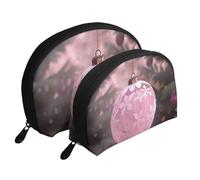 Lot de 2 trousses de maquillage avec imprimé papillon violet - Pochette portable de voyage - Trousse de toilette pour le rangement quotidien et l'organisation de voyage, Belle boule de Noël, One Size