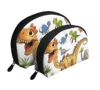 Lot de 2 trousses de maquillage avec imprimé teckel - Pochette portable de voyage - Trousse de toilette pour le rangement quotidien et l'organisation de voyage, Images de dinosaures., One Size