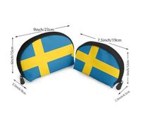 Lot de 2 trousses de maquillage avec motif drapeau suédois, grandes et petites pochettes de voyage