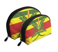 Lot de 2 trousses de maquillage avec motif flamant rose et ananas pour femmes et filles, Drapeau hawaïen indien, Taille unique, Trousse de maquillage