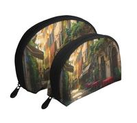 Lot de 2 trousses de maquillage avec motif fleur de lotus - Pochette de voyage - Trousse de toilette pour le rangement quotidien et l'organisation de voyage, Italian Old Street, One Size, Trousse de
