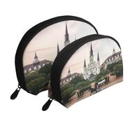 Lot de 2 trousses de maquillage avec motif floral jaune clair pour femmes et filles, Jackson Square, Taille unique, Trousse de maquillage