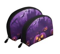 Lot de 2 trousses de maquillage avec motif rose rouge pour femmes et filles, Violet Halloween Horror, Taille unique, Trousse de maquillage