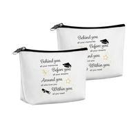 Lot de 2 Trousses de Maquillage Blanches en Tissu, Présent de Dipl