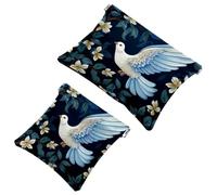 Lot de 2 trousses de maquillage de poche avec fleur rouge et pigeon blanc - 1937 - Étanche - Portable - Sans fermeture éclair, Multicolore 10., A:7.1x5.8in/18x14.8cm,B:4.7x4.5in/12x11.5cm