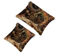 Lot de 2 trousses de maquillage de poche, couleurs extraterrestres, à fermeture automatique, sans fermeture éclair, petite pochette de maquillage pour rangement de voyage pour cosmétiques, écouteurs,