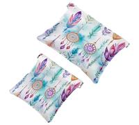 Lot de 2 trousses de maquillage de poche, motif attrape-rêves, aquarelle, fermeture automatique, sans fermeture éclair, petite pochette de maquillage pour rangement de voyage pour cosmétiques,