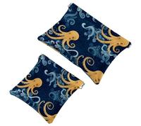 Lot de 2 trousses de maquillage de poche Octopus-716 pour sacs à main, trousse de maquillage étanche, trousse de maquillage portable, sans fermeture éclair, Multicolore 04, A：7.1x5.8in/18x14.8cm，B