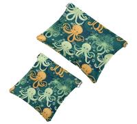 Lot de 2 trousses de maquillage de poche Octopus-716 pour sacs à main, trousse de maquillage étanche, trousse de maquillage portable, sans fermeture éclair, Multicolore 08, A：7.1x5.8in/18x14.8cm，B