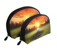 Lot de 2 trousses de maquillage de voyage avec balles de golf et arbres - Pour femme et fille, blanc, Taille unique, Trousse de maquillage