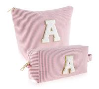 Lot de 2 Trousses de Maquillage de Voyage avec Fermeture éclair - Trousse de Maquillage Portable avec poignée - Trousse de Toilette Multifonction pour Le Travail Quotidien, Les Rendez-Vous, Les