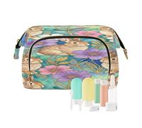 Lot de 2 trousses de maquillage de voyage en forme de lapin en fleurs en vitrail de Pâques_00001_00002 (2) essentiels pour changer de sac à main pour voyage et salle de bain
